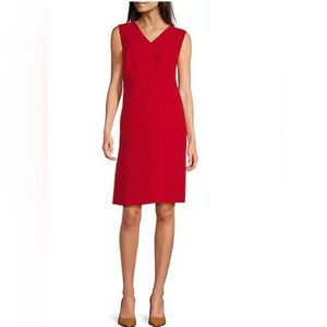 Anne Klein Red Sleeveless Sheath Midi Dress